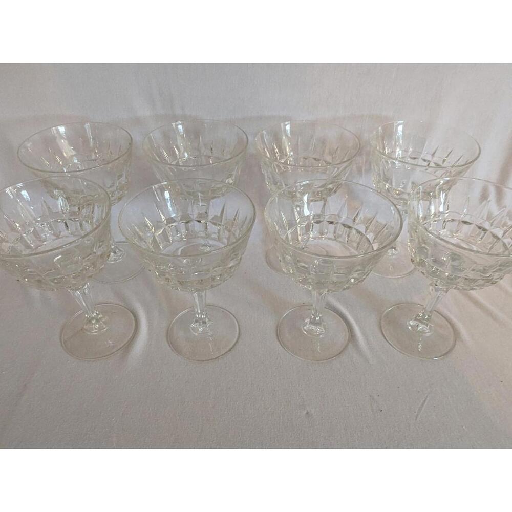 Vintage Lady Victoria  Crystal  8 Champagne Glasses Made In France - Picture 7 of 7